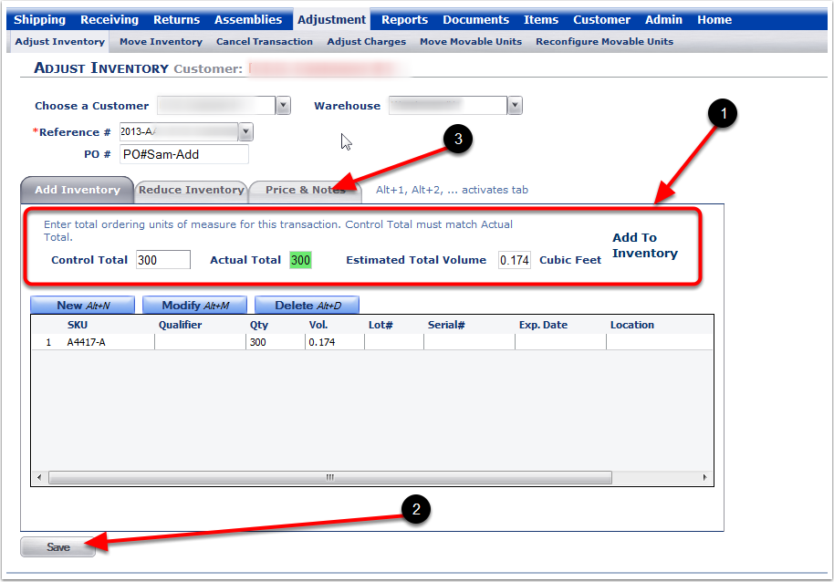 Adjustment-AddInv-NumbersMatch