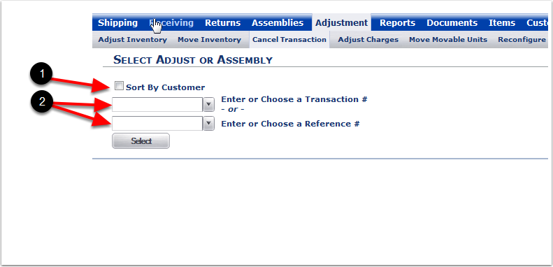 CancelAdjOrAssemblies-Selection