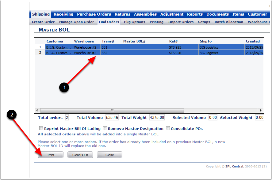 FindOrders-Print-MasterBOLScreen