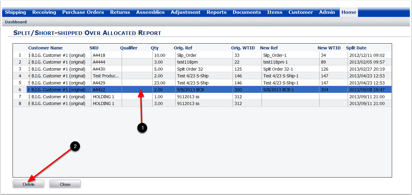 FindOrders-SplitOverAllocatedReport-WithDelete