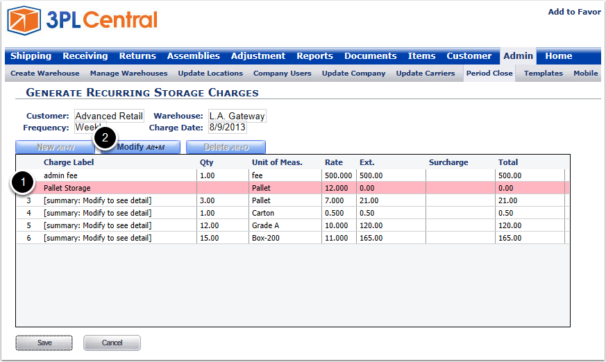 Admin-PeriodClose-GenRecurringStorageCharges-MainList