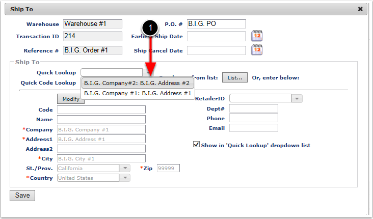CreateOrder-EditShipTo-QuickLookup