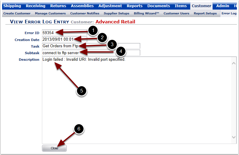 Customer-ErrorLog-ViewEntry