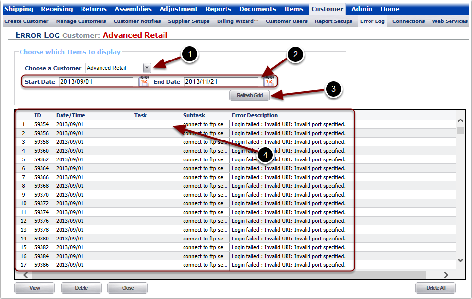 Customer-ErrorLogGrid