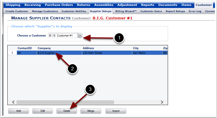 Customer-SupplierSetups-Delete