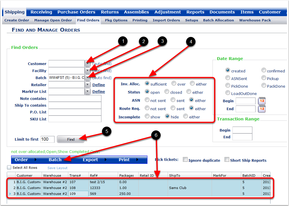 FindOrders-Batch-PrintingPickTickets