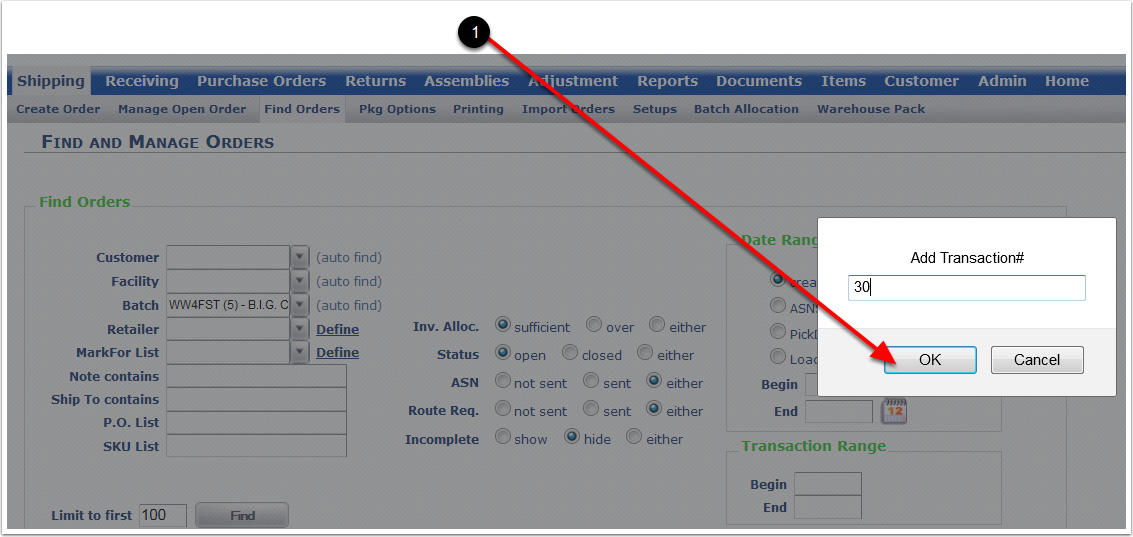 FindOrders-BatchProcess-AddTransNumPopup