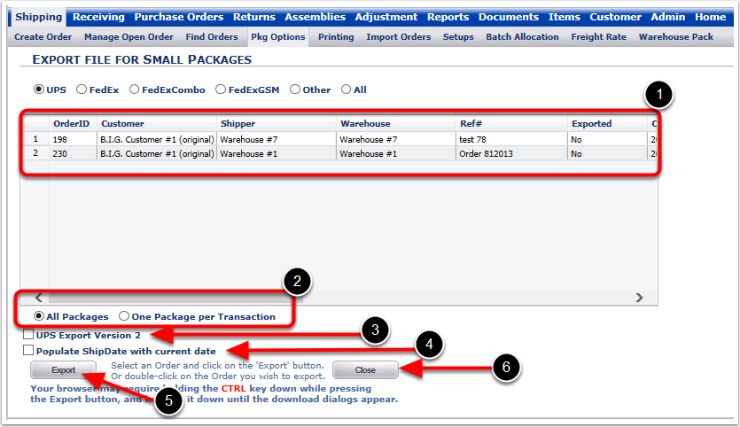 PkgOptions-ExportForSmallPackagesScreen