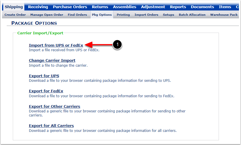 PkgOptions-ImportFromUPSorFedEx-Link